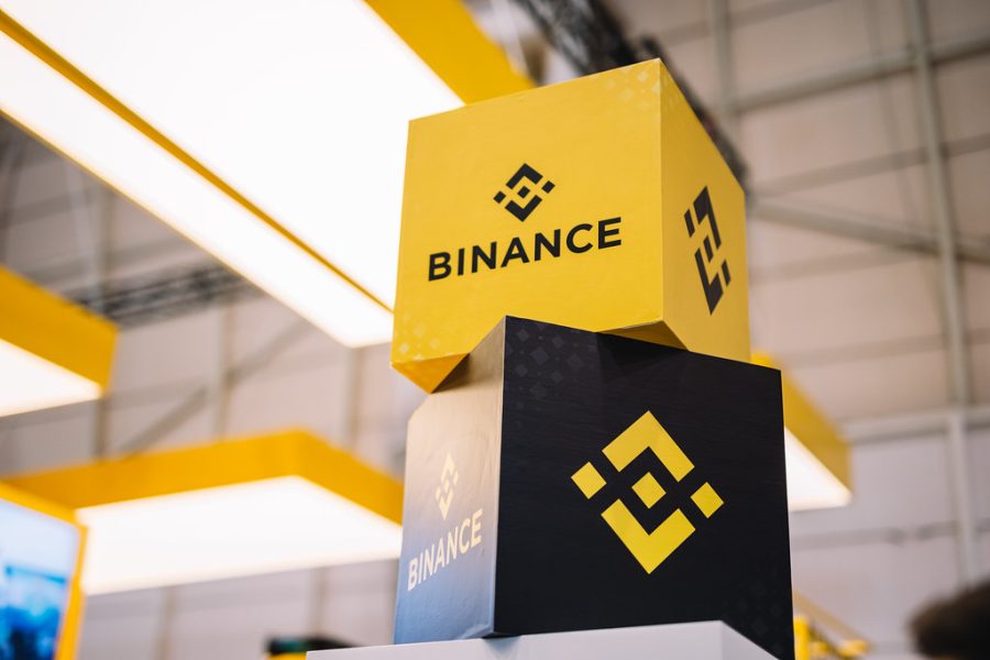 Two blocks with Binance logos on them