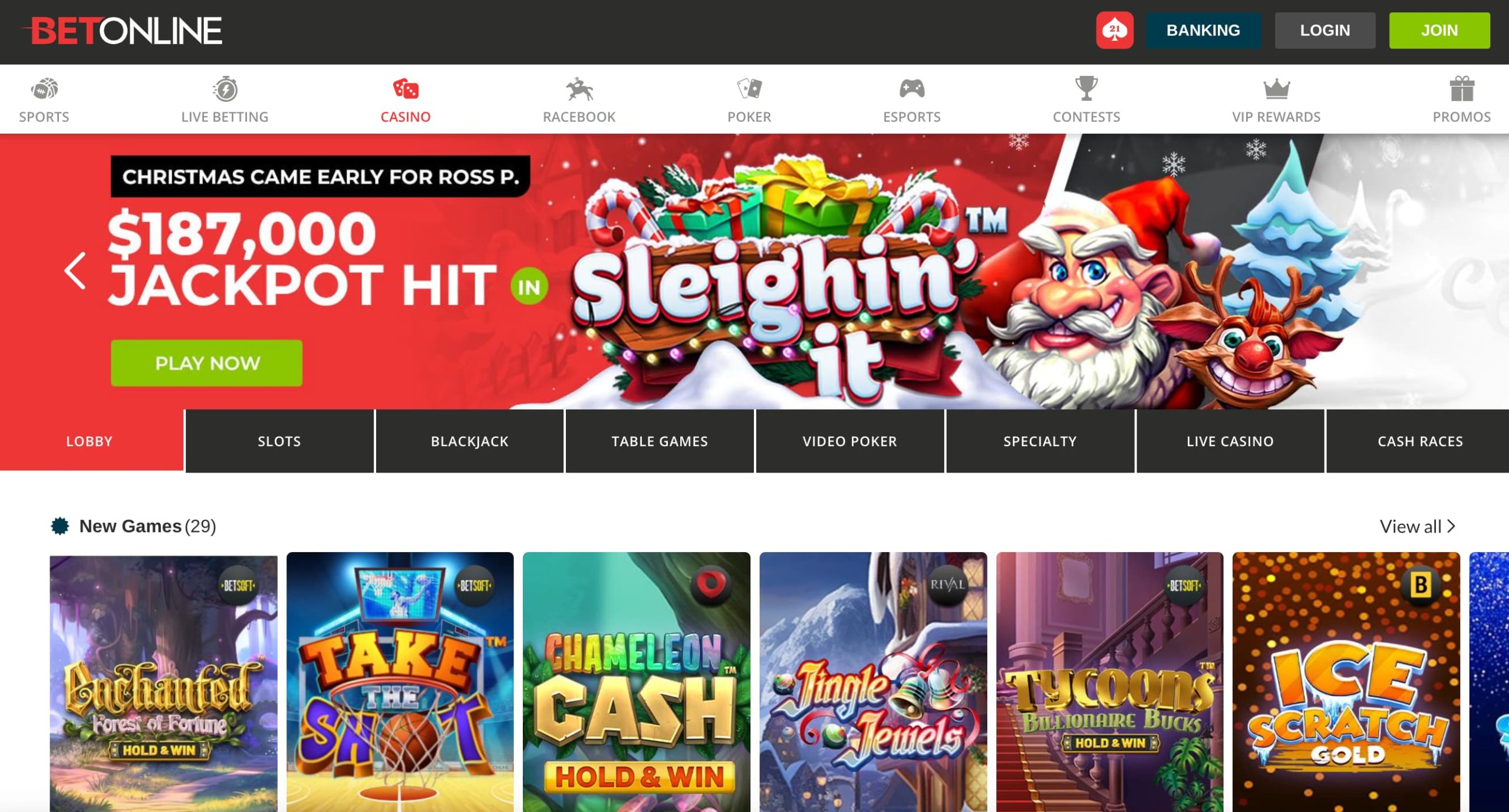 BetOnline Casino Homepage