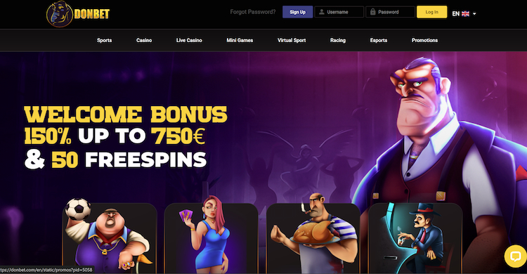 donbet non gamstop casino home screen