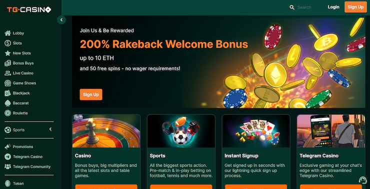 TG Casino bonuses and promos