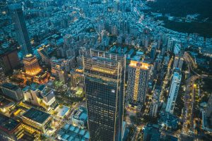 An image of the night cityscape of Taipei, Taiwan. Nvidia and TSMC bosses met there to discuss collaboration in the AI space