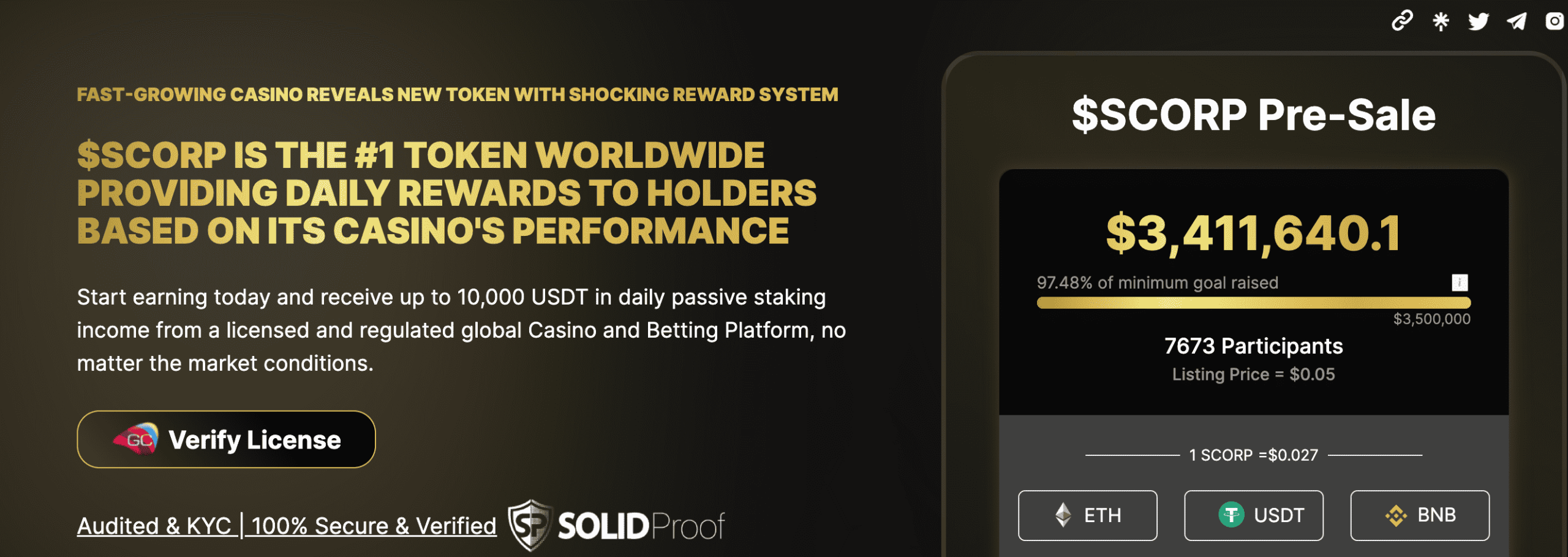 Scorpion Casino presale