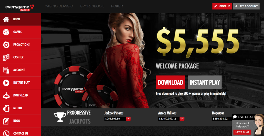 Everygame Casino Homepage