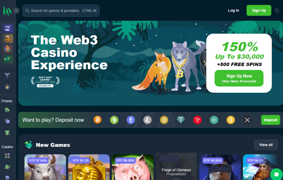 Wild.io casino homepage